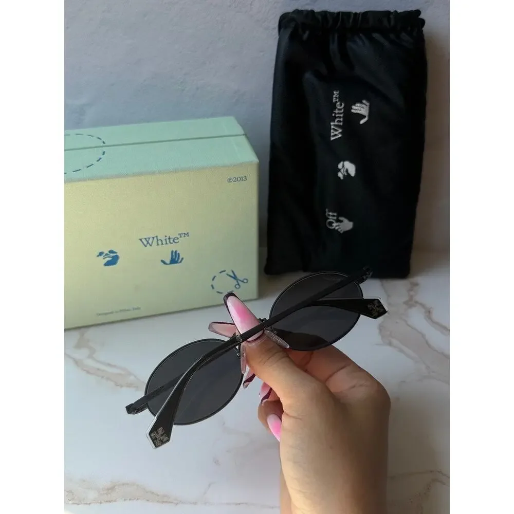 NEW Off White The Cape Black Metal Oval Unisex Sunglasses
